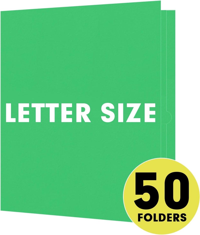 RAZCC Two Pocket Folders, 50 Pack 2 Pocket Folders Fit Letter Size Paper, Paper Folders with Pockets for School Office Business Home (Green) - Image 4